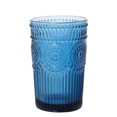 HIGH BLUE GLASS GLASS 400ML °8X13CM, DISHWASHER SUITABLE LL15040