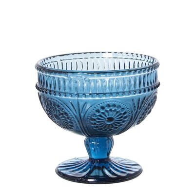 BLUE GLASS ICE CREAM CUP _°10.5X10CM, DISHWASHER SUITABLE LL15049