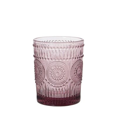 VASO BAJO CRISTAL ROSA 300ML _°8X10CM, APTO LAVAVAJILLAS LL15052