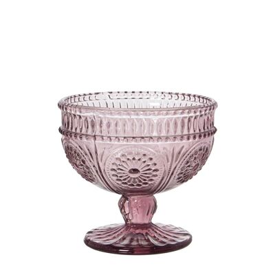 PINK GLASS ICE CREAM CUP _°10.5X10CM, DISHWASHER SUITABLE LL15053