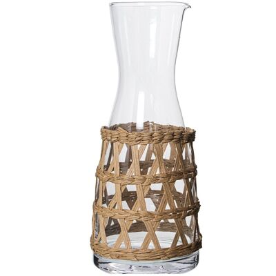 TRANSPARENT GLASS DECANTER 850ML W/NATURAL WICKER _°17.5X25CM, WICKER REMOVED LL15064