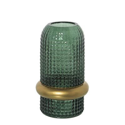 GREEN GLASS VASE GOLDEN RING °11X20CM, MOUTH: °5.5CM LL19536