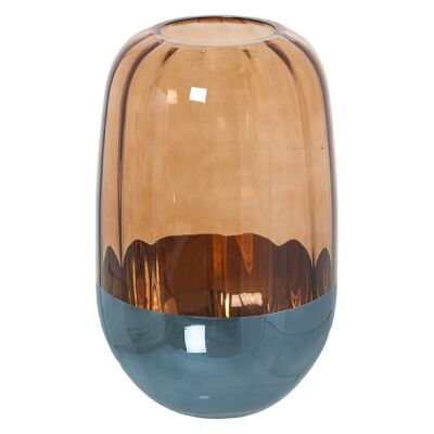 BLUE/BROWN GLASS VASE °16X27CM, MOUTH: °7.5CM LL19739