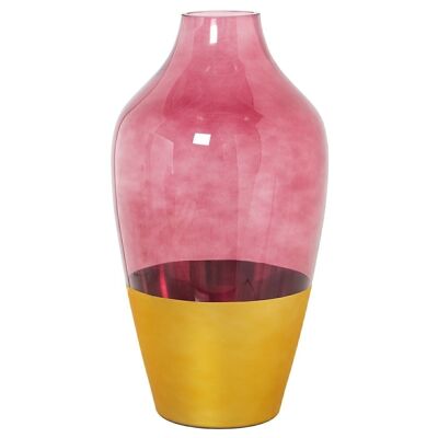 VASE VERRE OR/ROUGE °18X35CM, BOUCHE: °6.5-BASE: °10.5 LL19744