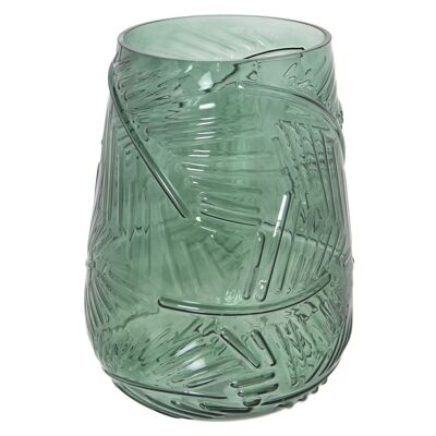 GREEN GLASS VASE °18X25CM, MOUTH: °13.5-BASE: °9CM LL19995