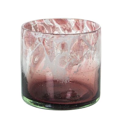 PINK+TRANSPARENT GLASS CANDLE HOLDER °10X10CM LL20183