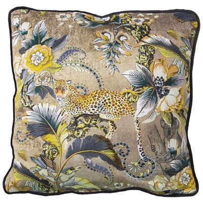 INDIA NO LEOVENECIA VELVET CUSHION WITH ZIPPER _45X45CM, 100% POLY╔STER LL20252