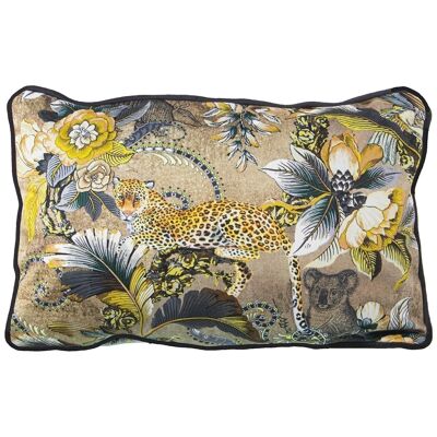 COUSSIN EN VELOURS INDIA NO LEOVENECIA AVEC ZIPPER _45X30CM, 100% POLY╔STER LL20254