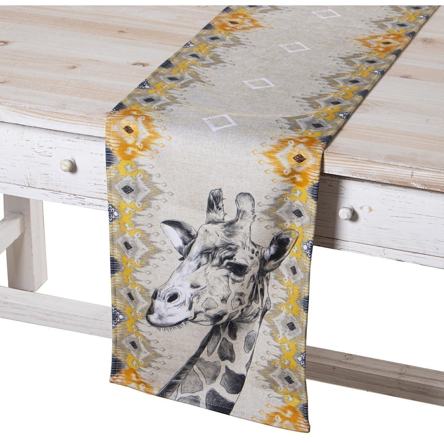 CAMINO DE MESA TERCIOPELO 180X30CM IKAT JIRAFA VENECIA 180X30CM, 100% POLI╔STER LL20266