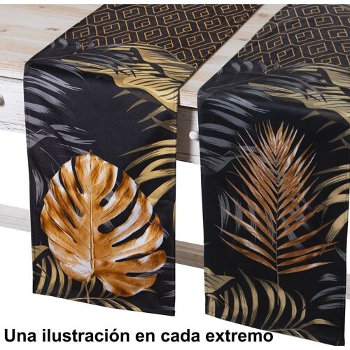 CAMINO DE MESA TERCIOPELO 180X30CM SELVA GOLD VENECIA 180X30CM, 100% POLI╔STER LL20287