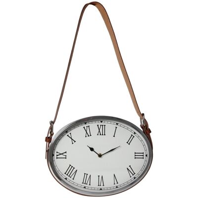 METAL HANGING CLOCK WITH LEATHER HANDLE, BATTERY: 1XAA NOT INCLUDED _35.5X5.5X29 CM HMAX:63CM LL23040