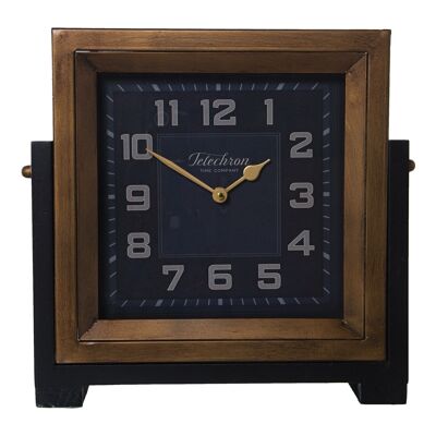 HORLOGE DE TABLE EN MÉTAL MARRON/NOIR, BATTERIE : 1XAA NON INCLUSE 34X10X34CM, CADRAN : 22X22CM LL23068