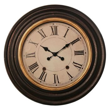 HORLOGE MURALE ø59CM RÉSINE NOIR/OR _°59X5,5CM, BATTERIE: 1XAA NON INCLUSE LL23100 1