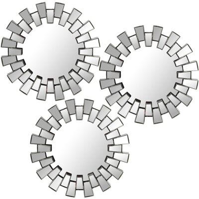 SET 3 APPLIQUES MIROIR MÉLAMINE ARGENT _°25CM LL23125