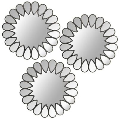 SET 3 APPLIQUES MIROIR MÉLAMINE ARGENT _°25CM LL23126