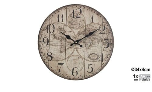 RELOJ PARED MADERA ø34CM °34X4CM, PILA:1XAA (NO INCLUI LL23149