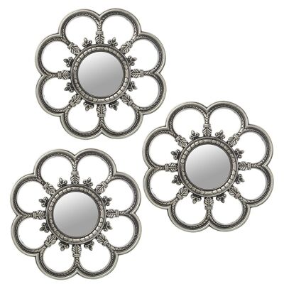 SET 3 APPLICAZIONI IN MELAMINA CON SPECCHIO ARGENTO _°25CM, INTERNO:°9CM LL23218