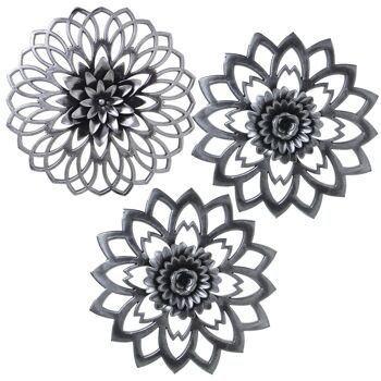 SET 3 APPLIQUES MÉLAMINE ARGENT ANTIQUE _°25CM LL23280