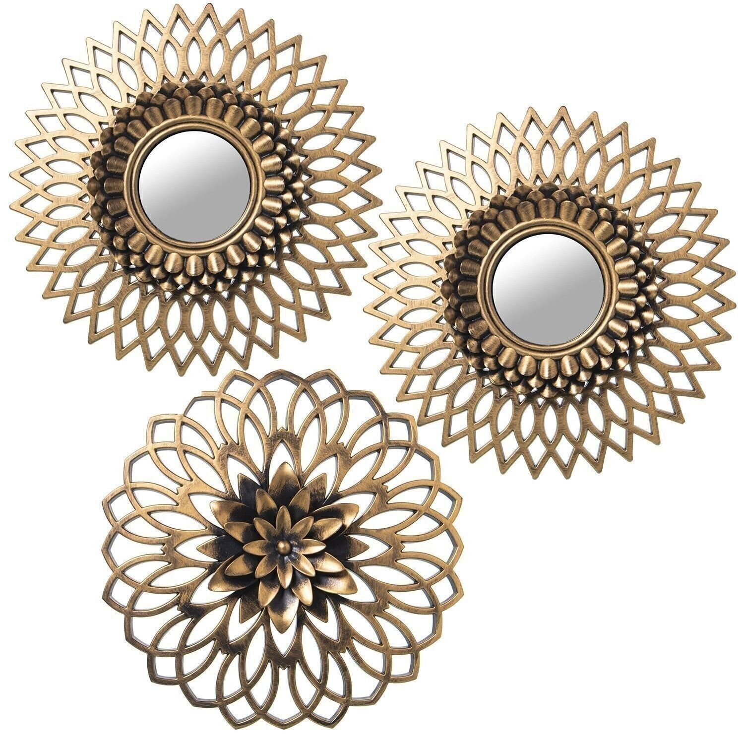 SET 3 MELAMIN-APPLIKATIONEN MIT GOLDSPIEGEL _°25CM (1 OHNE SPIEGEL) LL23284