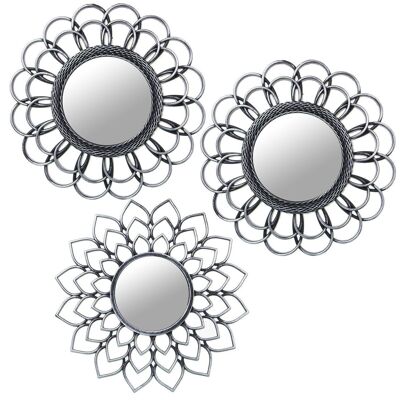 SET 3 MELAMINE APPLIQUES W/SILVER MIRROR _°25CM LL23286