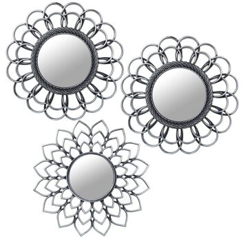 SET 3 APPLIQUES MÉLAMINE A/MIROIR ARGENT _°25CM LL23286