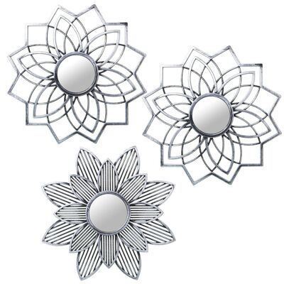 SET 3 APPLIQUES MÉLAMINE A/MIROIR ARGENT _°25CM LL23289