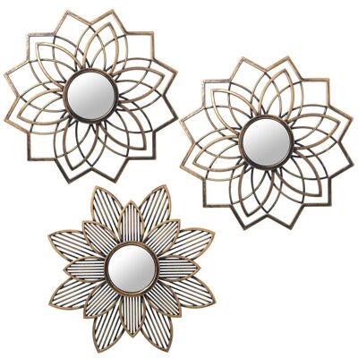 SET 3 APPLIQUES MÉLAMINE A/MIROIR DORÉ _°25CM LL23290