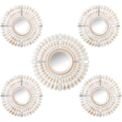 SET 5 APPLICAZIONI IN MELAMINA CON SPECCHIO ARGENTO 1X°39CM+4X°25CM LL23299