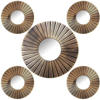 SET 5 MELAMINE APPLIQUES WITH GOLDEN MIRROR 1X°50CM+4X°25CM LL23303