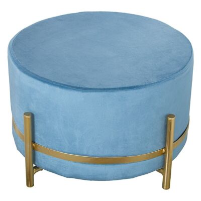 BLAUER SAMT-POUF MIT GOLDENEN METALLBEINEN °50X30CM LL25021