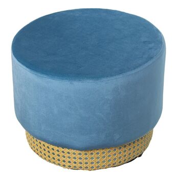 POUF VELOURS BLEU PIETEMENT OSIER °35X27CM LL25024