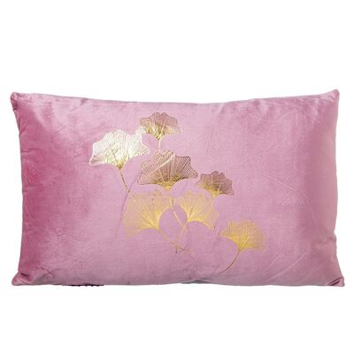 COUSSIN VELOURS ROSE/DORÉ50X30CM AVEC FERMETURE ÉCLAIR 50X30CM LL25027