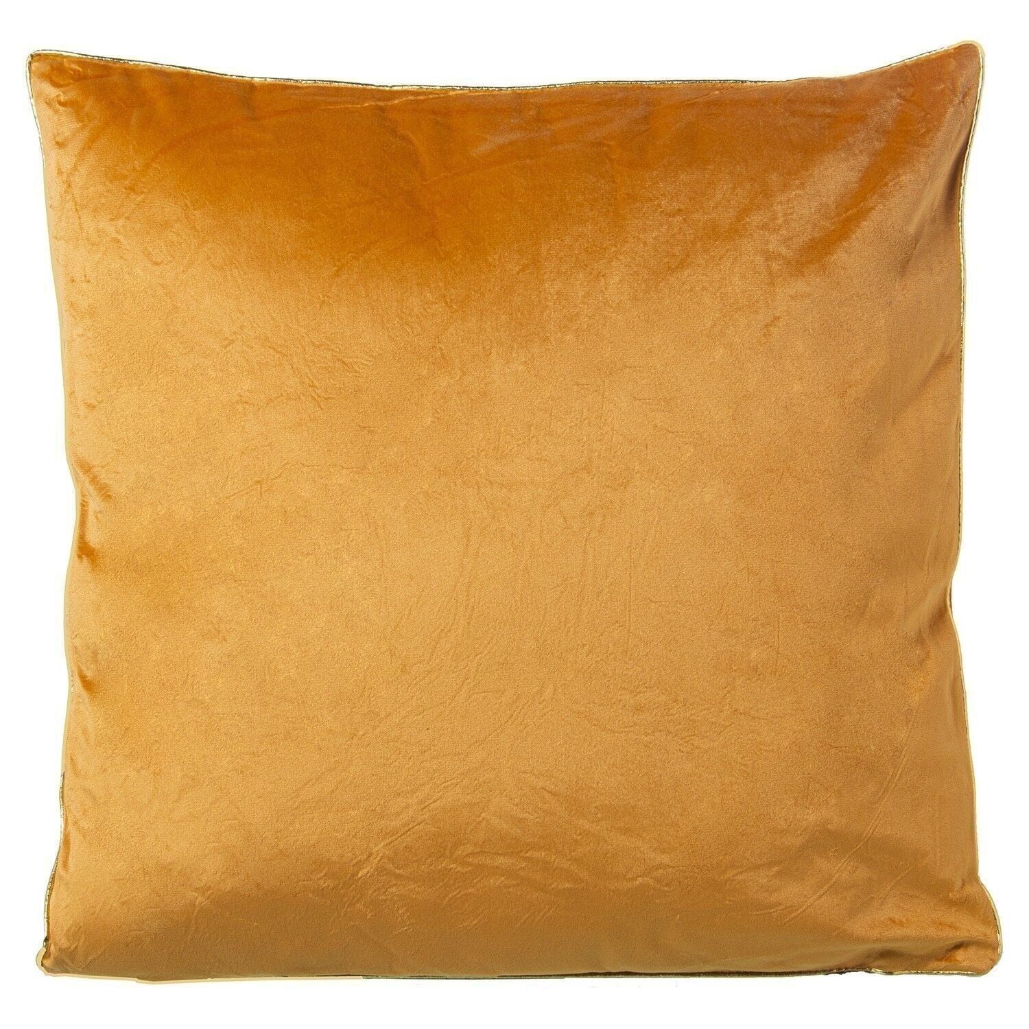 COJÍN TERCIOPELO AMARILLO 45X45CM C/CREMALLERA 45X45CM, CON RIBETE DORADO LL25028