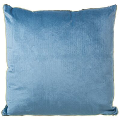 COUSSIN EN VELOURS BLEU 45X45CMC/ZIPPER 45X45CM, AVEC GARNITURE DORÉE LL25030