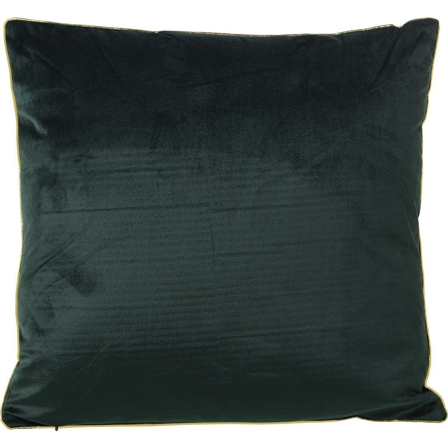COJÍN TERCIOPELO VERDE 45X45CMC/CREMALLERA 45X45CM, CON RIBETE DORADO LL25036