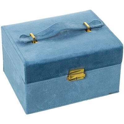 BLUE VELVET JEWELRY BOX WITH MIRROR 21X17X13CM LL25043