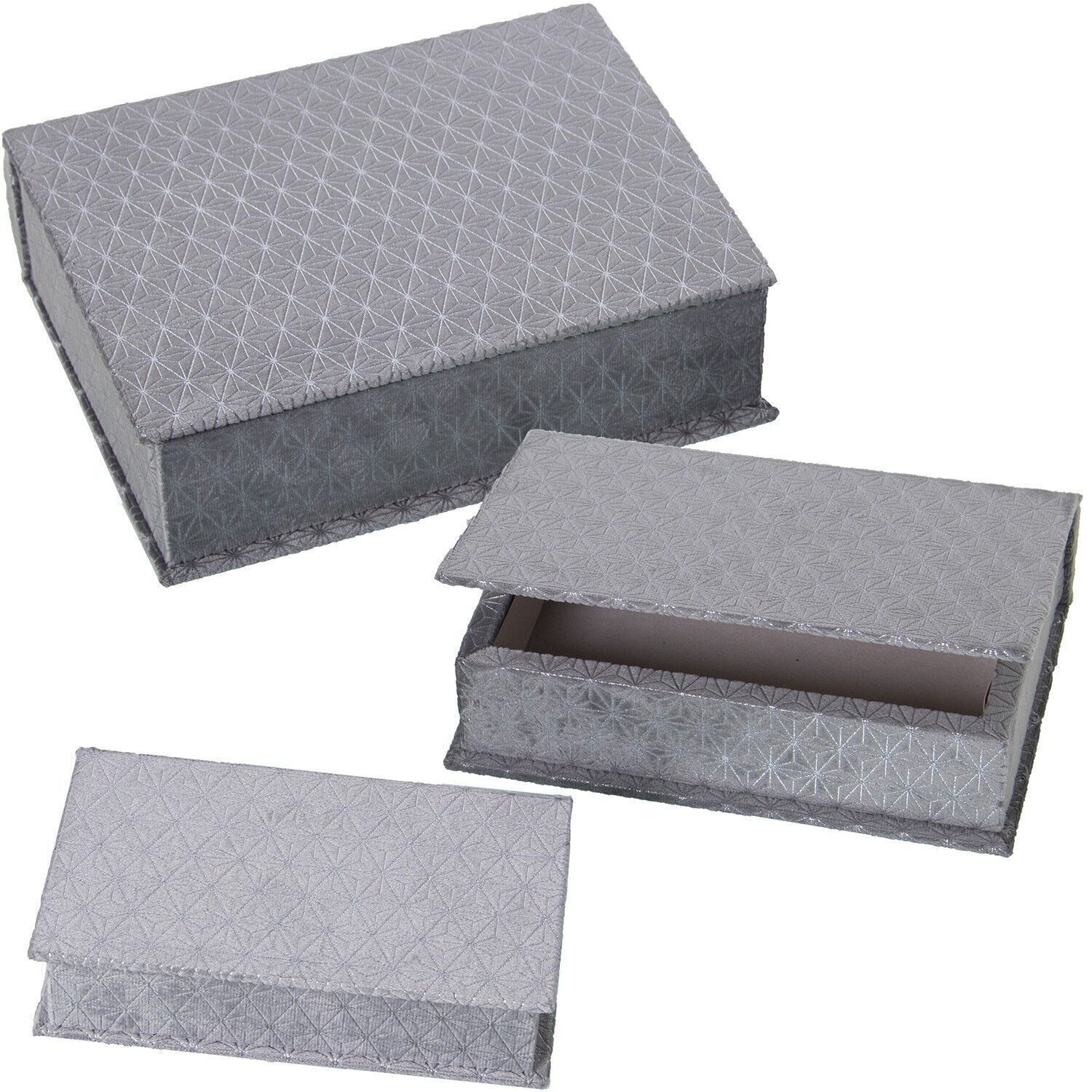 SET 3 CAJAS LIBRO TERCIOPELOGRIS 25X19X7+22X14X6+18X12X5CM LL25058