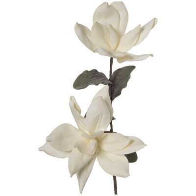 BRANCH WITH 2 WHITE FLOWERS 110 CM, EVA RUBBER+PAPER FLOWERS:°28CM, 110CM HIGH. LL27856