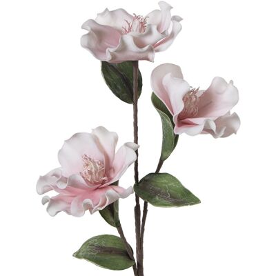 BRANCH WITH 3 FLOWERS WHITE/PINK 86CM EVA RUBBER+PAPER 86CM LL27869