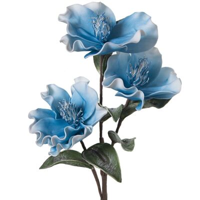 BRANCH WITH 3 BLUE FLOWERS 86CM EVA RUBBER+PAPER 86CM LL27871