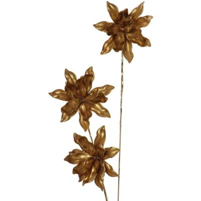 BRANCH WITH 3 GOLDEN ACRYLIC FLOWERS _80CM LL29116