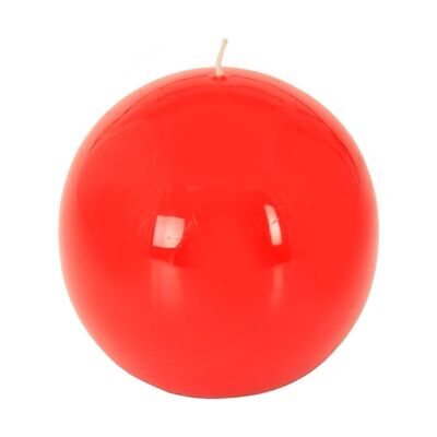 RED LACQUERED BALL CANDLE _°12CM/65 HOURS COMBUSTION LL29219