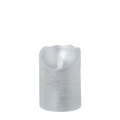 BOUGIE LED EN CIRE ARGENTÉE, AVEC INTERRUPTEUR °7,5X10CM, PILES: 2XAA NON INCLUSES LL29438
