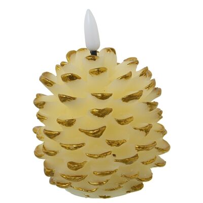 GOLD PINEAPPLE WAX LED CANDLE, WITH SWITCH °8X13CM, BATTERY: 1XCR2032 INCLUDED LL29452