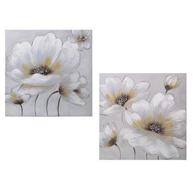 CANVAS PICTURE 60X60CM ASSORTED FLOWERS _60X3X60CM LL34835