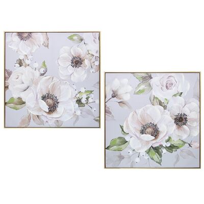 CANVAS PICTURE 80X80CM FLOWERS ASSORT. W/WOODEN FRAME 80X3X80CM, PRINTED+HAND LL34836