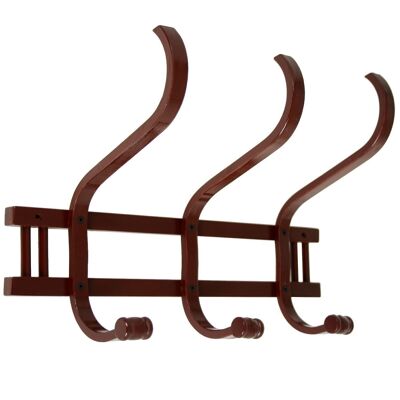 WOODEN WALL RACK WITH 3 ARMS WALNUT COLOR _45X31X21CM,WOOD:BIRCH/┴LAM LL35750