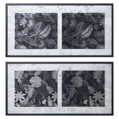 SILVER WOOD LEAF PICTURE WITH ASSORTED BLACK FRAME 120X60CM LL35816