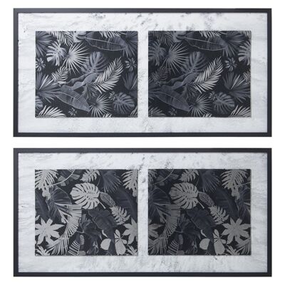 PHOTO FEUILLE DE BOIS ARGENT AVEC CADRE NOIR ASSORTI 120X60CM LL35816