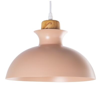 PINK METAL CEILING LAMP WITH WOOD CONE, 1XE27, MAX.25W NO INC °28X23CM, CABLE:75CM LL36099